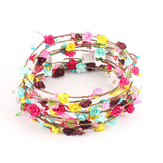 10-20 X LED Light Up Flower Floral Hairband Headband Crown Garland Xmas Wedding